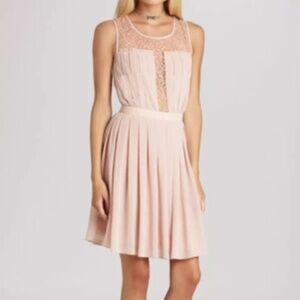 BCBG Generation pink pleated lace dress